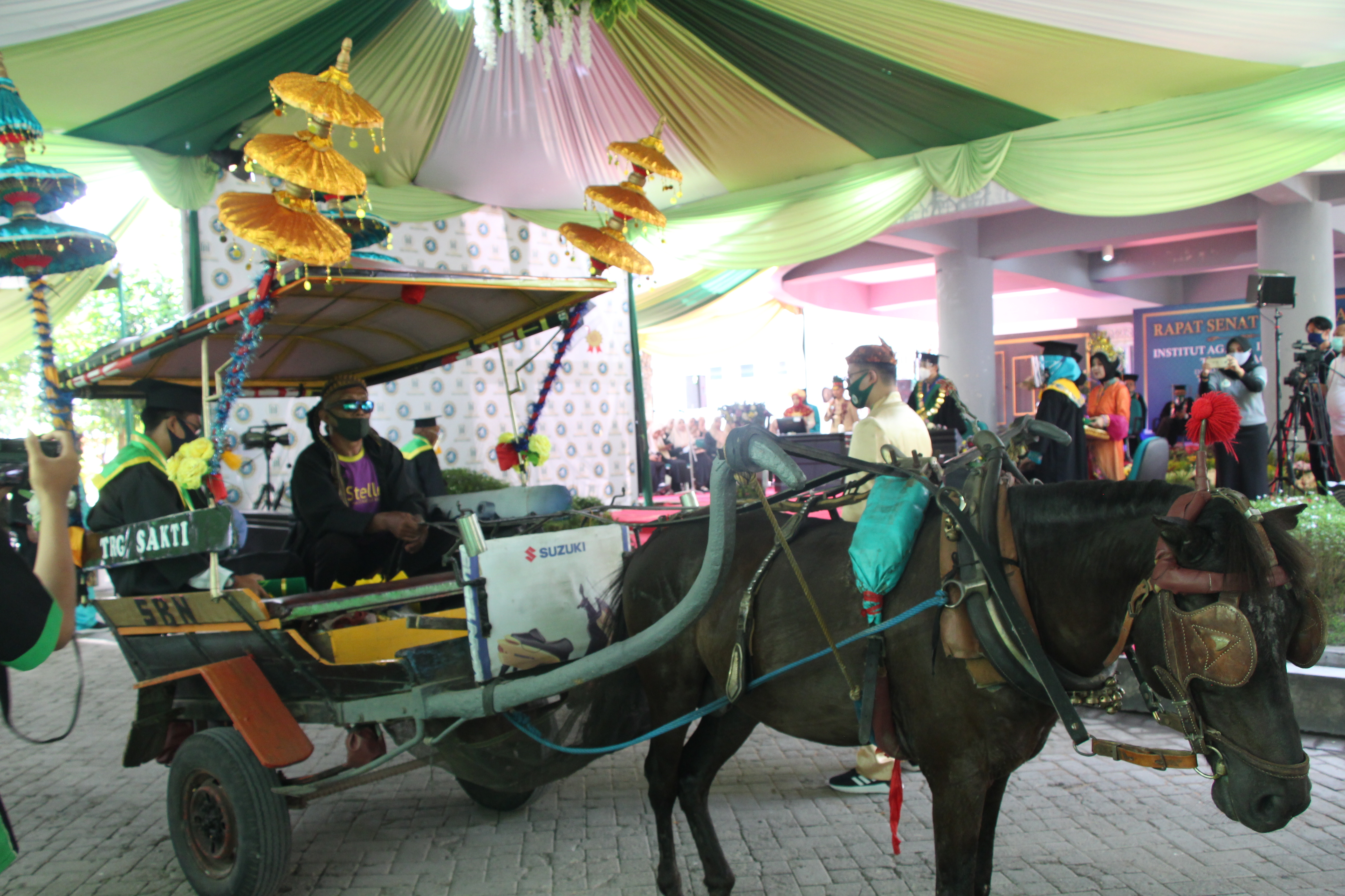 Ingin Beri Job Kusir, Wisudawan Gunakan Dokar Saat Wisuda Drive Thru
