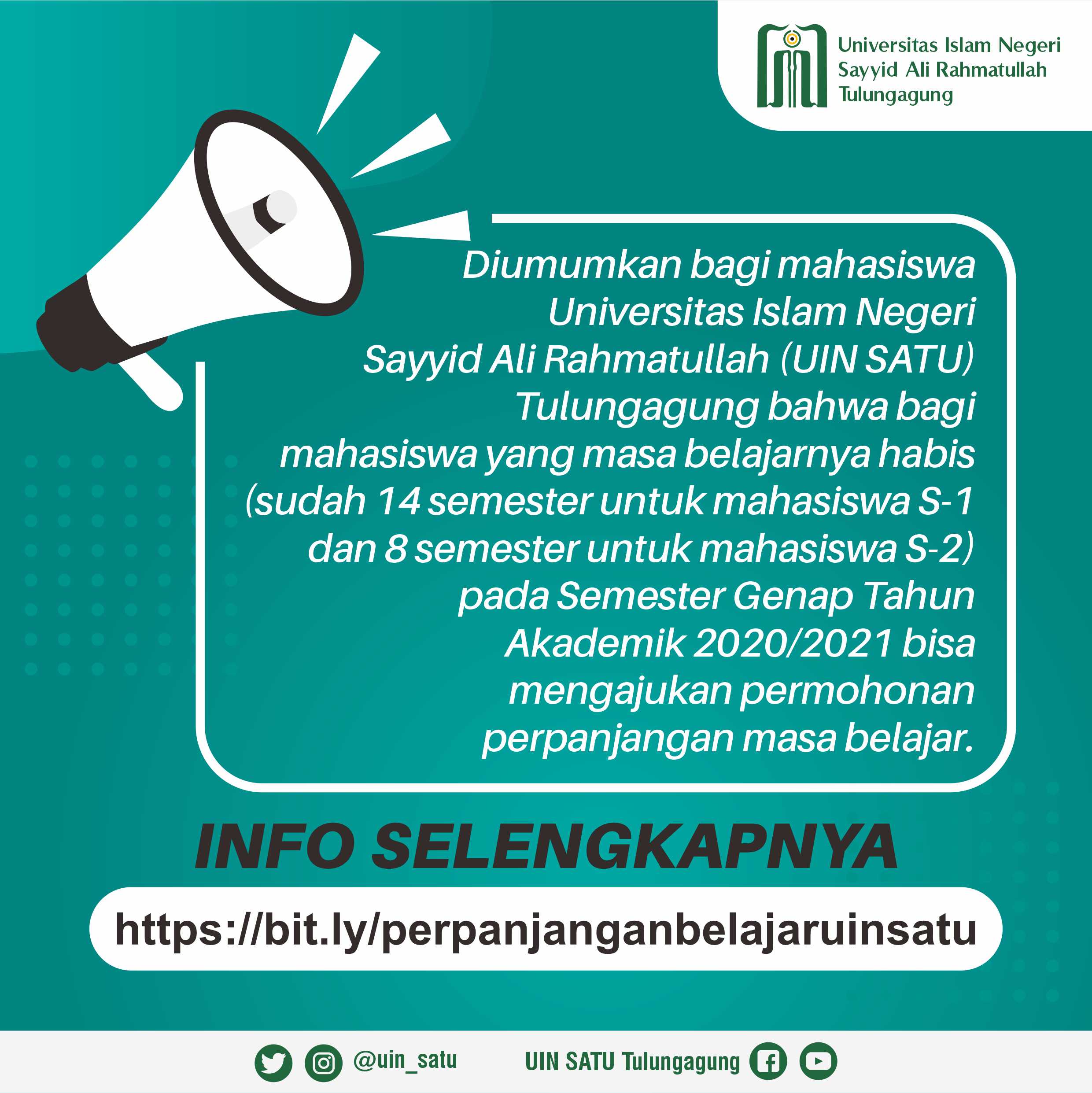 Perpanjangan Masa Belajar bagi Mahasiswa yang Berakhir pada Semester Genap Tahun Akademik 2020/2021