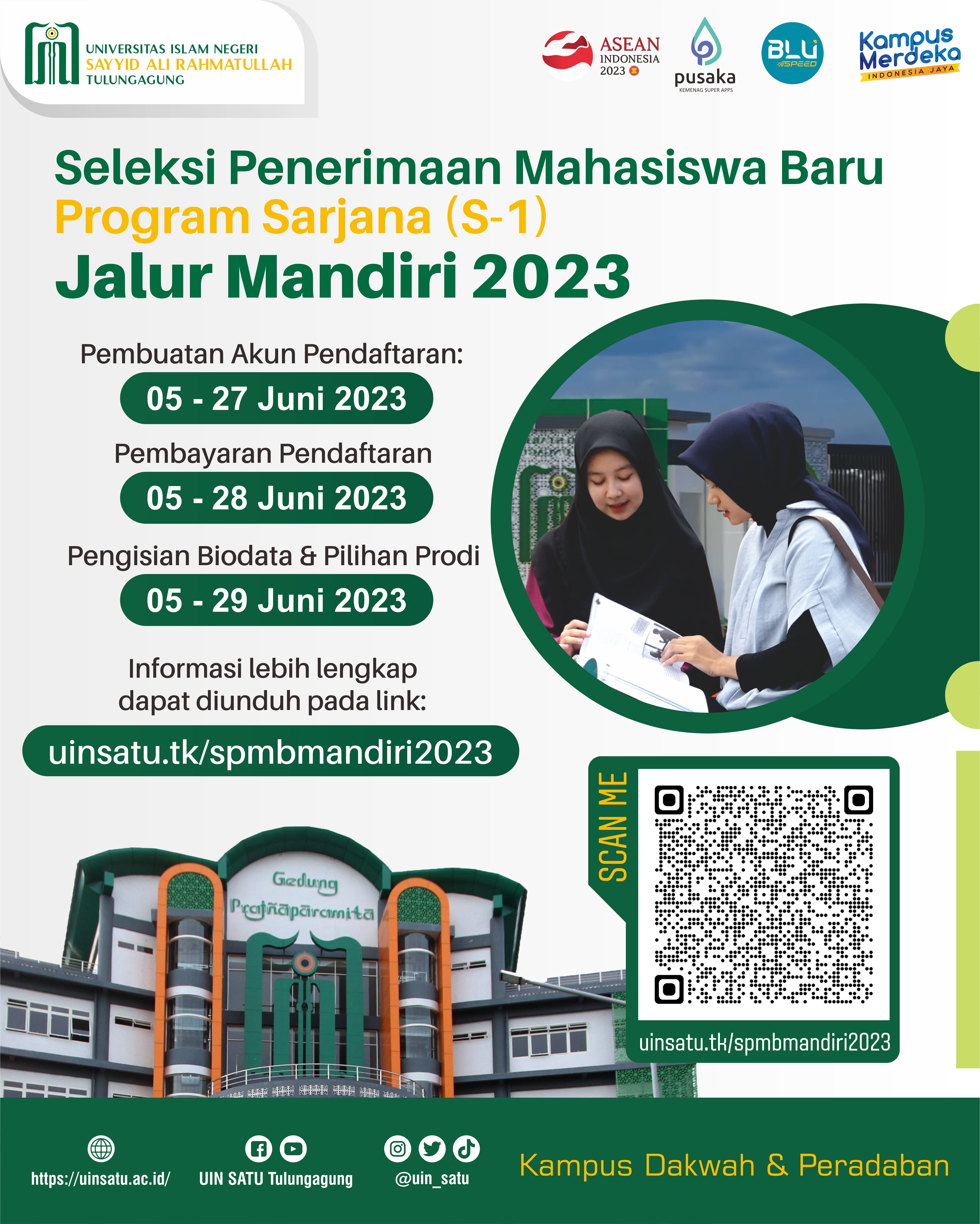 Pendaftaran Mahasiswa Baru UIN Sayyid Ali Rahmatullah Tulungagung Jalur SPMB Mandiri Tahun 2023