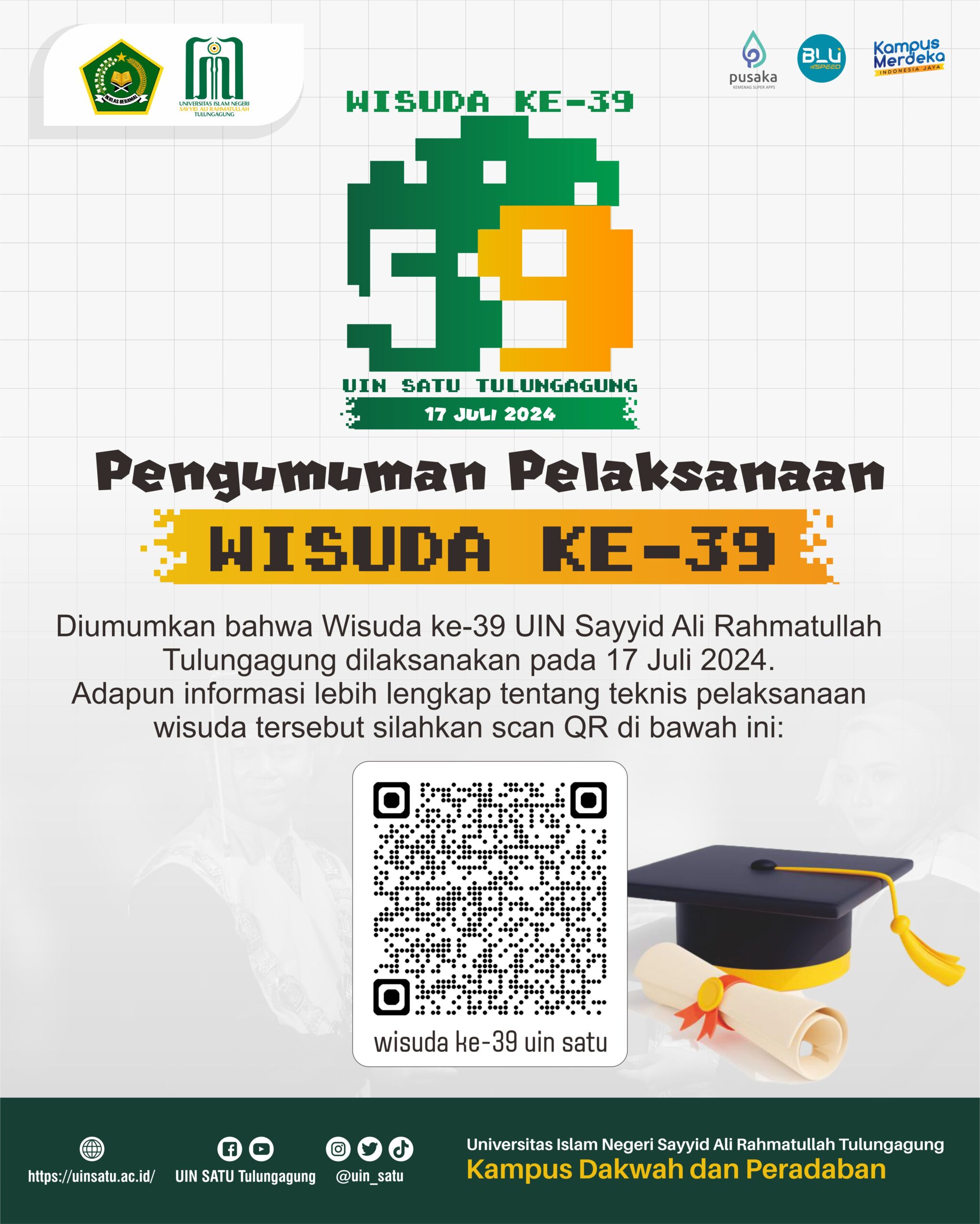 Pengumuman Teknis Pelaksanaan Wisuda ke-39 UIN Sayyid Ali Rahmatullah Tulungagung