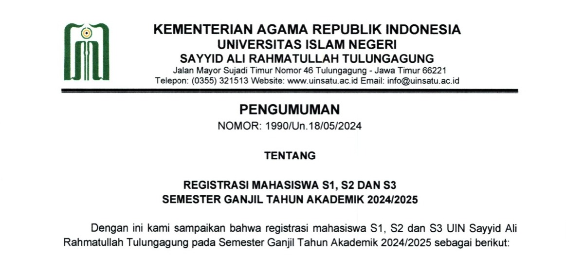 Pengumuman Registrasi Mahasiswa Lama S1, S2, dan S3 Semester Ganjil Tahun Akademik 2024/2025