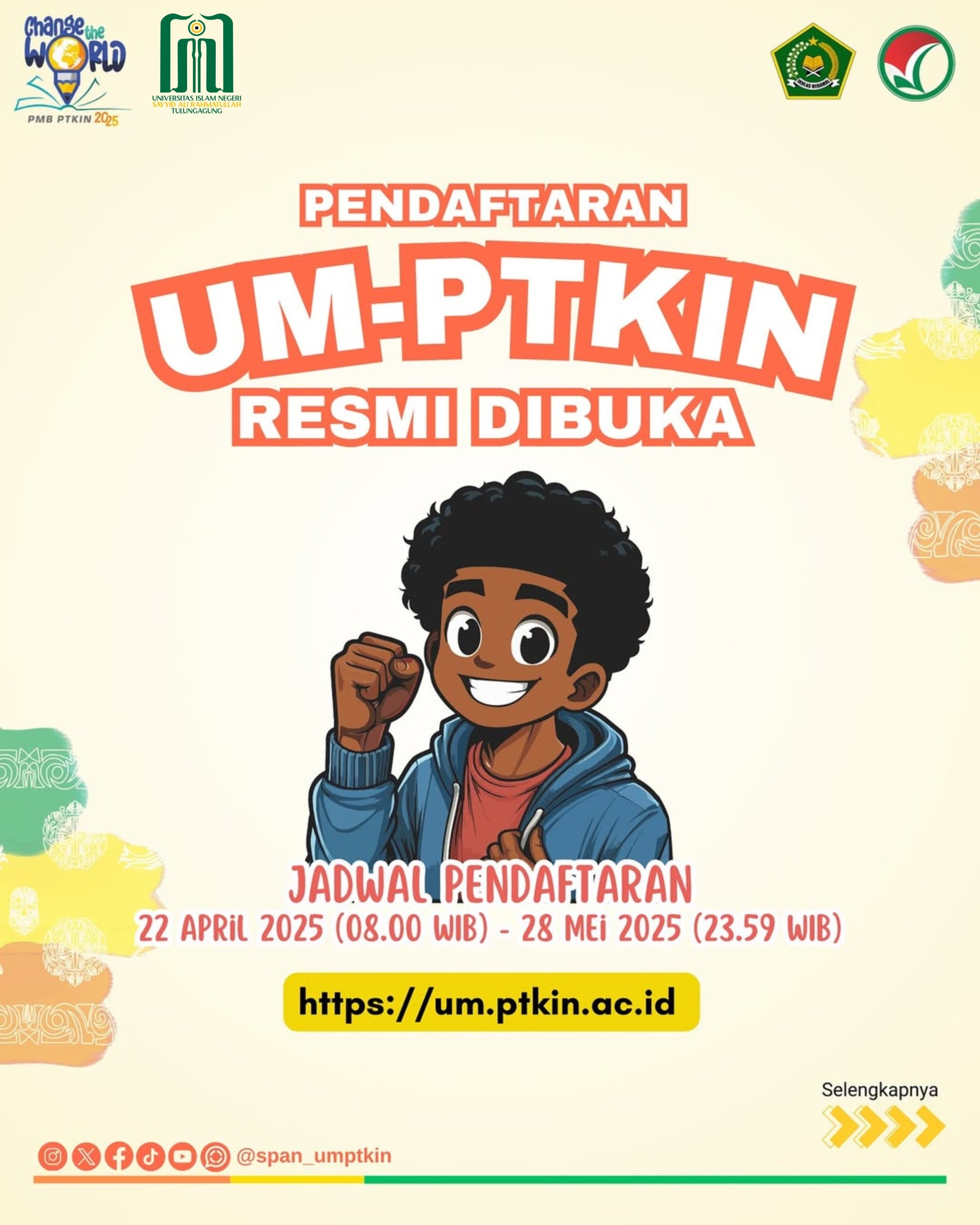 Pengumuman Perpanjangan Pendaftaran Mahasiswa Baru Jalur UM PTKIN 2025 UIN Sayyid Ali Rahmatullah Tulungagung