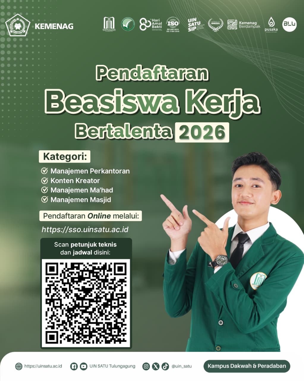 Pengumuman Pendaftaran Beasiswa Kerja Bertalenta Tahun 2026 UIN Sayyid Ali Rahmatullah Tulungagung